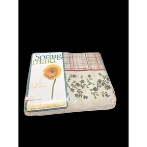 Springmaid Queen Flat Sheet Petra 200 Thread Count No-Iron Percale NOS USA Made‎